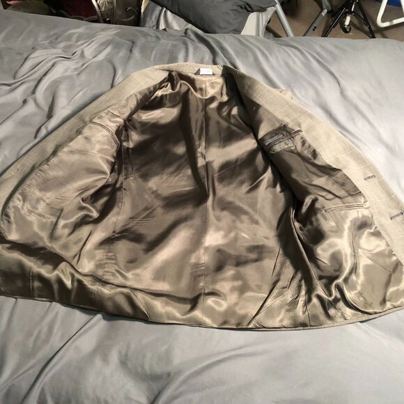 Pierre Cardin Mens Blazer Jacket 40R Gray Plaid Wool Blend Suit Coat 2-Button - Picture 12 of 14